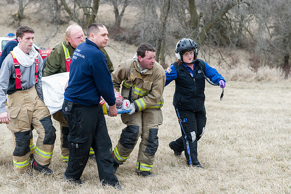 Evacuating An Injured FireFighter To LifeFlight 1