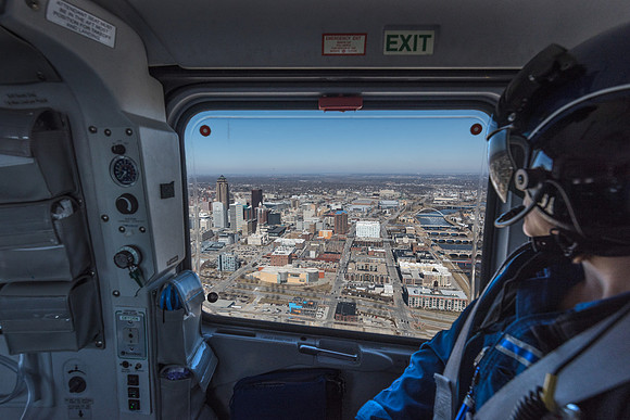 Flying Over Downtown Des Moines